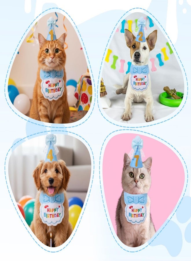Aeaocvo Blue Cat Birthday Hat, Cats Party Bandana Hat Numbers for Pet Birthdays Decorations - Image 5